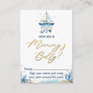 Nautical Boat How Big Mommy's Belly Game Card