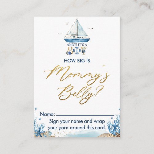 Nautical Boat How Big Mommys Belly Game Card