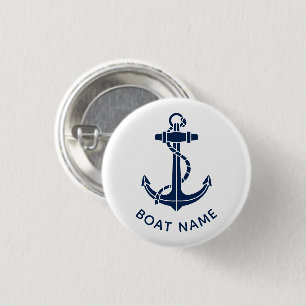 Nautical Boat Name Anchor Cruise Trip Custom Button