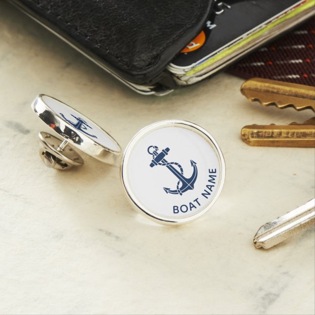 Nautical Boat Name Anchor Cruise Trip Custom Lapel Pin (In Situ)