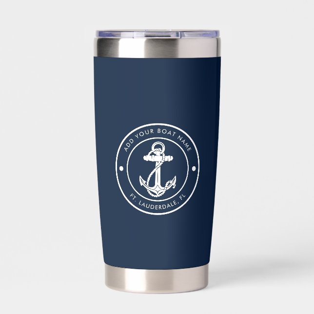 Nautical Boat Name Anchor Custom Insulated Tumbler (Front)