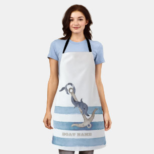 Nautical Boat Name,Anchor Dolphin Stripes Apron