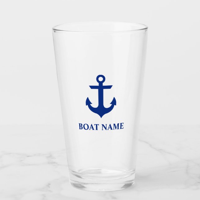 Nautical Boat Name Anchor Glass (Front)