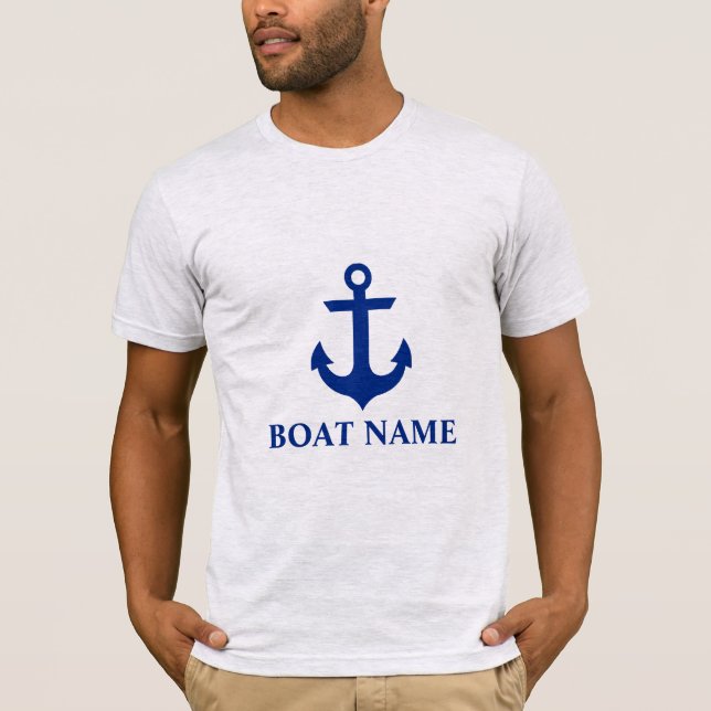 Nautical Boat Name Anchor Gray T-Shirt (Front)