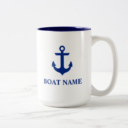 Nautical Boat Name Anchor Large Two_Tone Coffee Mug