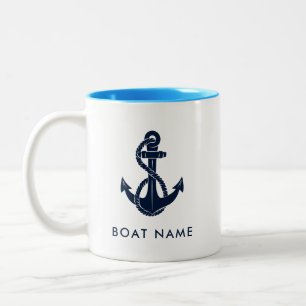 Nautical Boat Name Anchor Personalized Two-Tone Coffee Mug