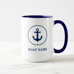 Nautical Boat Name Anchor Rope Blue Large Mug