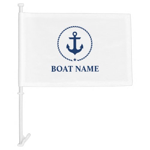 Nautical Boat Name Anchor Rope Car Flag