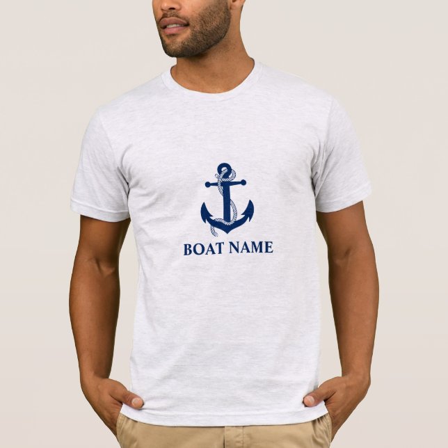 Nautical Boat Name Anchor Rope Gray T-Shirt (Front)
