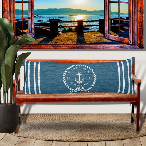 Nautical Boat Name Anchor Rope l Blue Welcome  Body Pillow