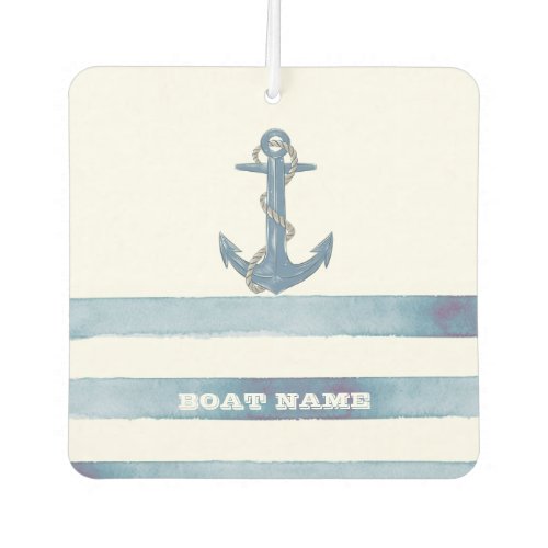 Nautical Boat NameAnchorRopeLight Blue Stripes  Air Freshener