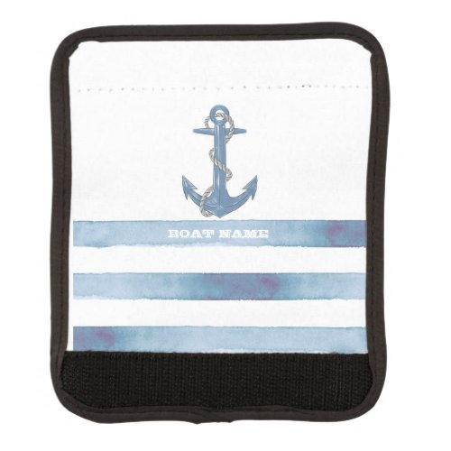 Nautical Boat NameAnchorRopeLight Blue Stripes  Luggage Handle Wrap