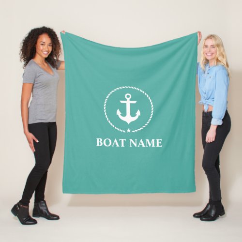 Nautical Boat Name Anchor Rope Medium Fleece Blanket