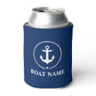 Nautical Boat Name Anchor Rope Navy Blue