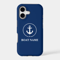 Nautical Boat Name Anchor Rope Navy Blue