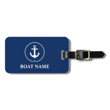 Nautical Boat Name Anchor Rope Navy Blue Luggage Tag Nautical Boat Name Anchor Rope Navy Blue Luggage Tag