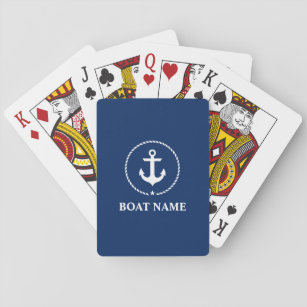 Nautical Boat Name Anchor Rope Navy Blue Playing Cards