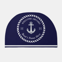 Nautical Boat Name Anchor Rope Navy Blue White