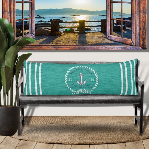 Nautical Boat Name Anchor Rope Teal Blue Welcome   Body Pillow