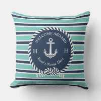 Nautical Boat Name Anchor Rope Teal Blue Welcome