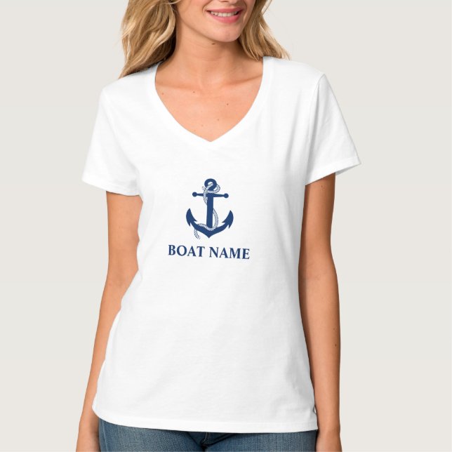 Nautical Boat Name Anchor Rope W T-Shirt (Front)