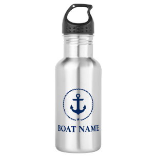 Nautical Boat Name Anchor Rope Water Bottle