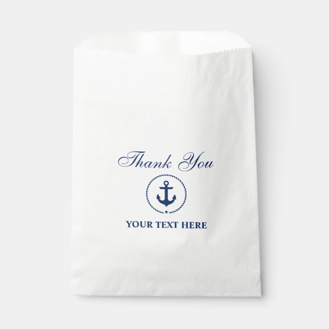Nautical Boat Name Anchor Rope White Favor Bag (Front)