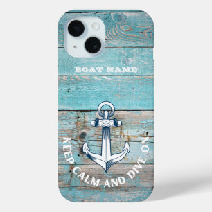 Nautical Boat Name Anchor Rustic Wood iPhone 15 Case