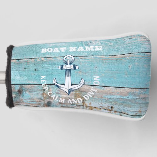Nautical Boat Name Anchor Rustic Wood Golf Head Cover