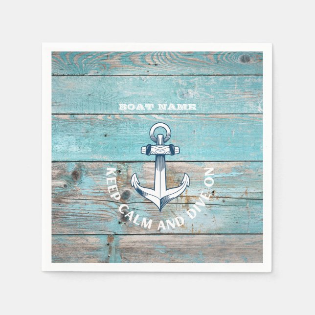 Nautical Boat Name Anchor Rustic Wood Napkins (Front)