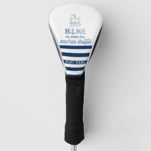 Nautical Boat Name,Anchor Sea Navy Blue Striped Golf Head Cover