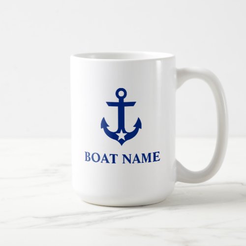Nautical Boat Name Anchor Star Large Coffee Mug