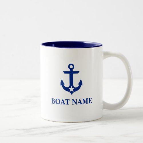 Nautical Boat Name Anchor Star Two_Tone Coffee Mug