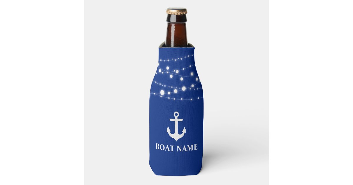 Nautical Boat Name Anchor String Lights Blue Bottle Cooler