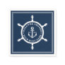 Nautical Boat Name Anchor Wheel Navy Blue Napkins
