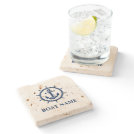 Nautical Boat Name Anchor Wheel Travertine Stone Coaster Nautical Boat Name Anchor Wheel Travertine Stone Coaster