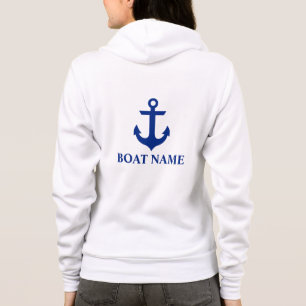 Nautical Boat Name Anchor White W Hoodie