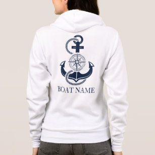 Nautical Boat Name Blue Anchor First Mate Hoodie