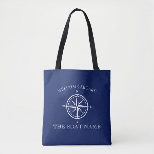 Nautical Boat Name Compass Rose Tote Bag