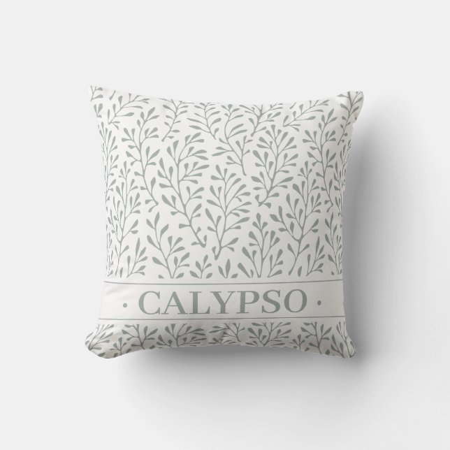 Nautical Boat Name. Marine Algae. Gray Green.  Outdoor Pillow (Front)
