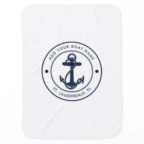 Nautical Boat Name Navy Blue Anchor Boating Swag Baby Blanket