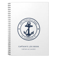 Nautical Boat Name Navy Blue Anchor Captain's Log