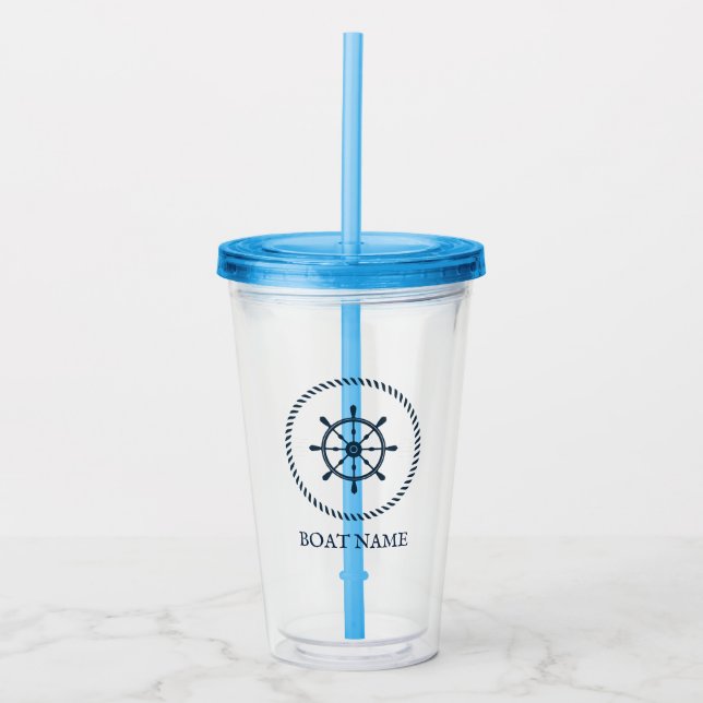 Nautical Boat Name Personalized Acrylic Tumbler (Front)