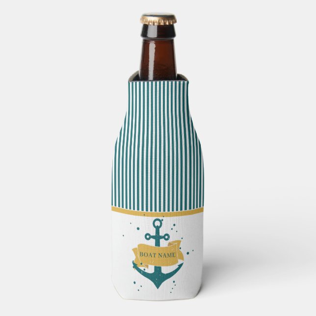 Nautical Boat Name Personalized Bottle Cooler (Bottle Front)