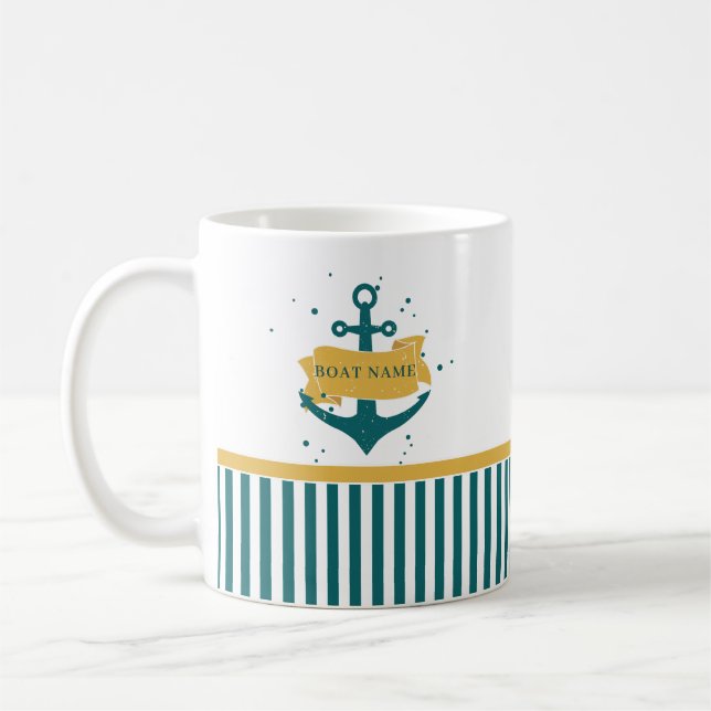 Nautical Boat Name Personalized Coffee Mug (Left)