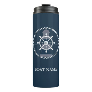 Nautical Boat Name Personalized Navy Blue Thermal Tumbler