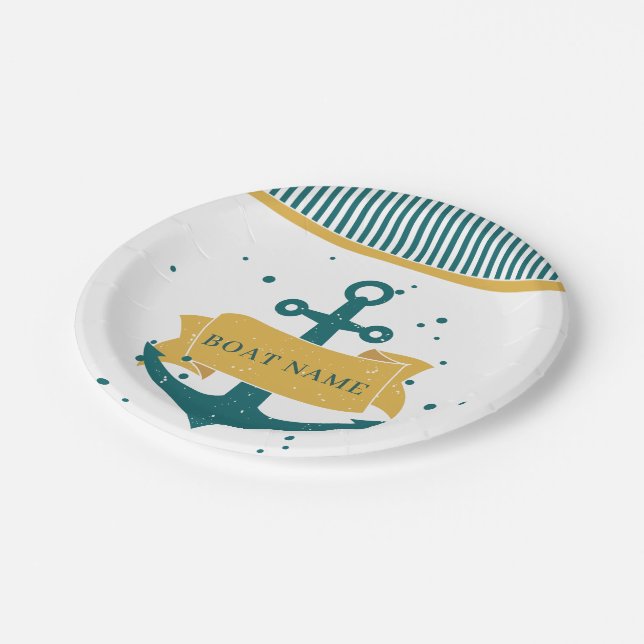 Nautical Boat Name Personalized Paper Plates (Angled)