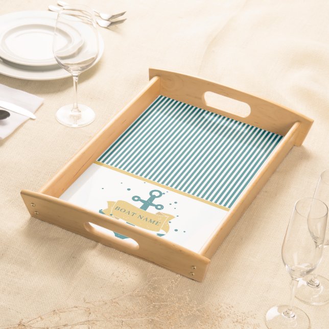 Nautical Boat Name Personalized Serving Tray (Front)
