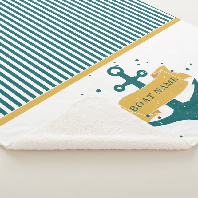 Nautical Boat Name Personalized Sherpa Blanket (3/4)