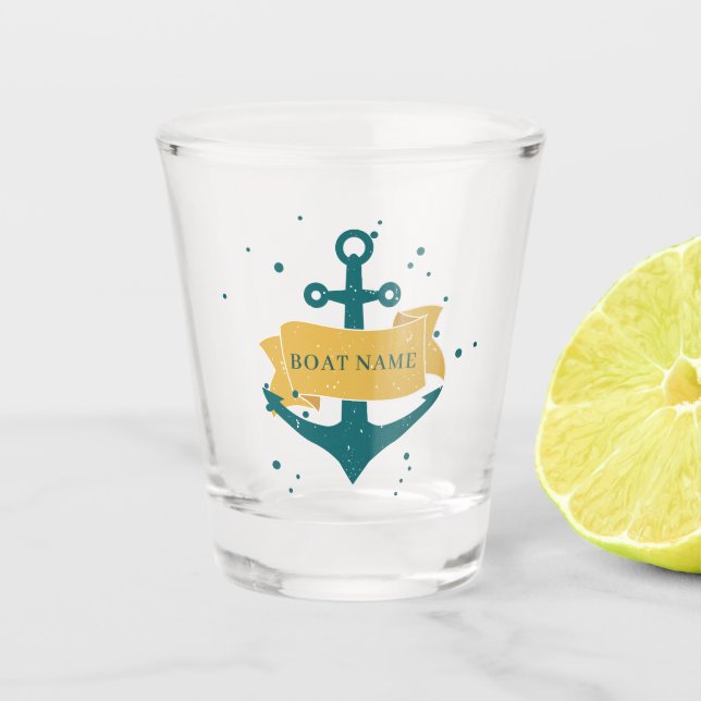 Nautical Boat Name Personalized Shot Glass (Front)